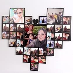 HediyecinHeryerde - Kisiye Özel 32 Fotografli Kolaj Tablo - Siyah Polo Kalp