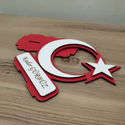 Kişiye Özel Dekoratif Ahşap Ay Yıldız Masa & Duvar Süsü