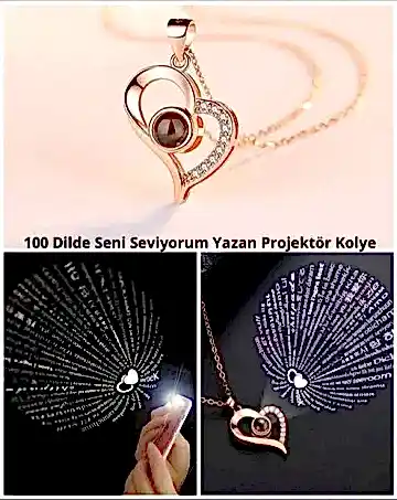 100 Dilde Seni Seviyorum Çelik Kolye - Thumbnail